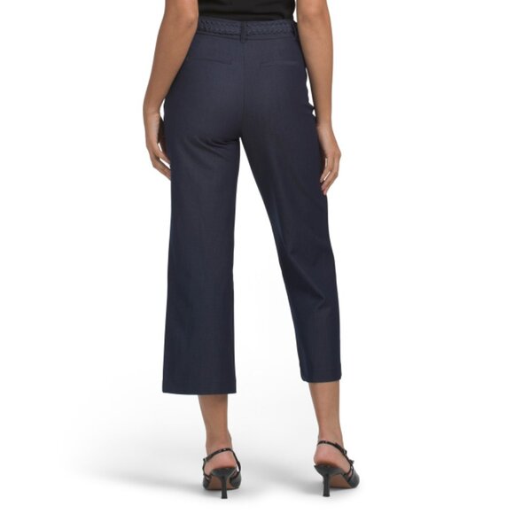 NANETTE BY NANETTE LEPORE Vintage Blue Career Denim Pants With Braided Belt - Picture 2 of 2